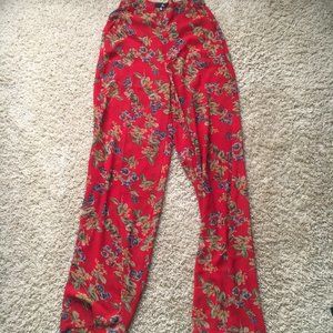 Missguided Sheer Red Flower Pants Flowy Size 8